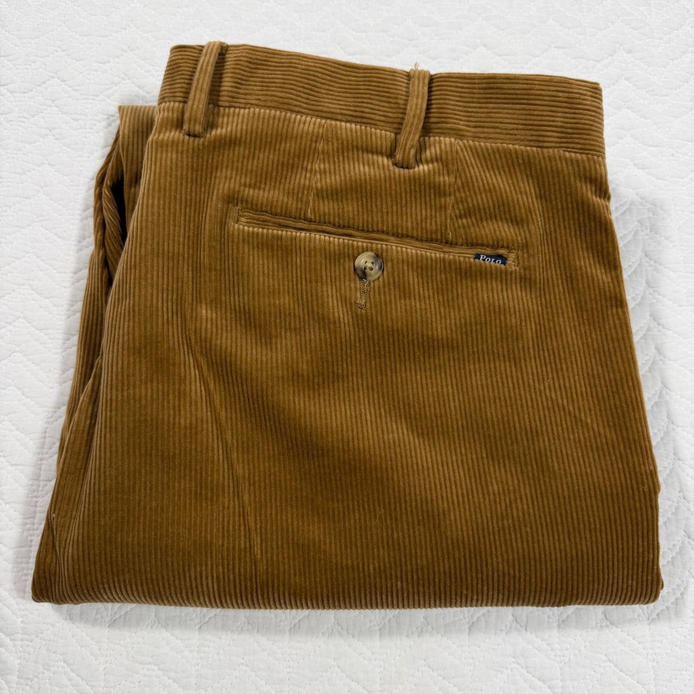 Polo Ralph Lauren Stretch Classic Fit Men Pants 38x32 Corduroy Brown NWOT